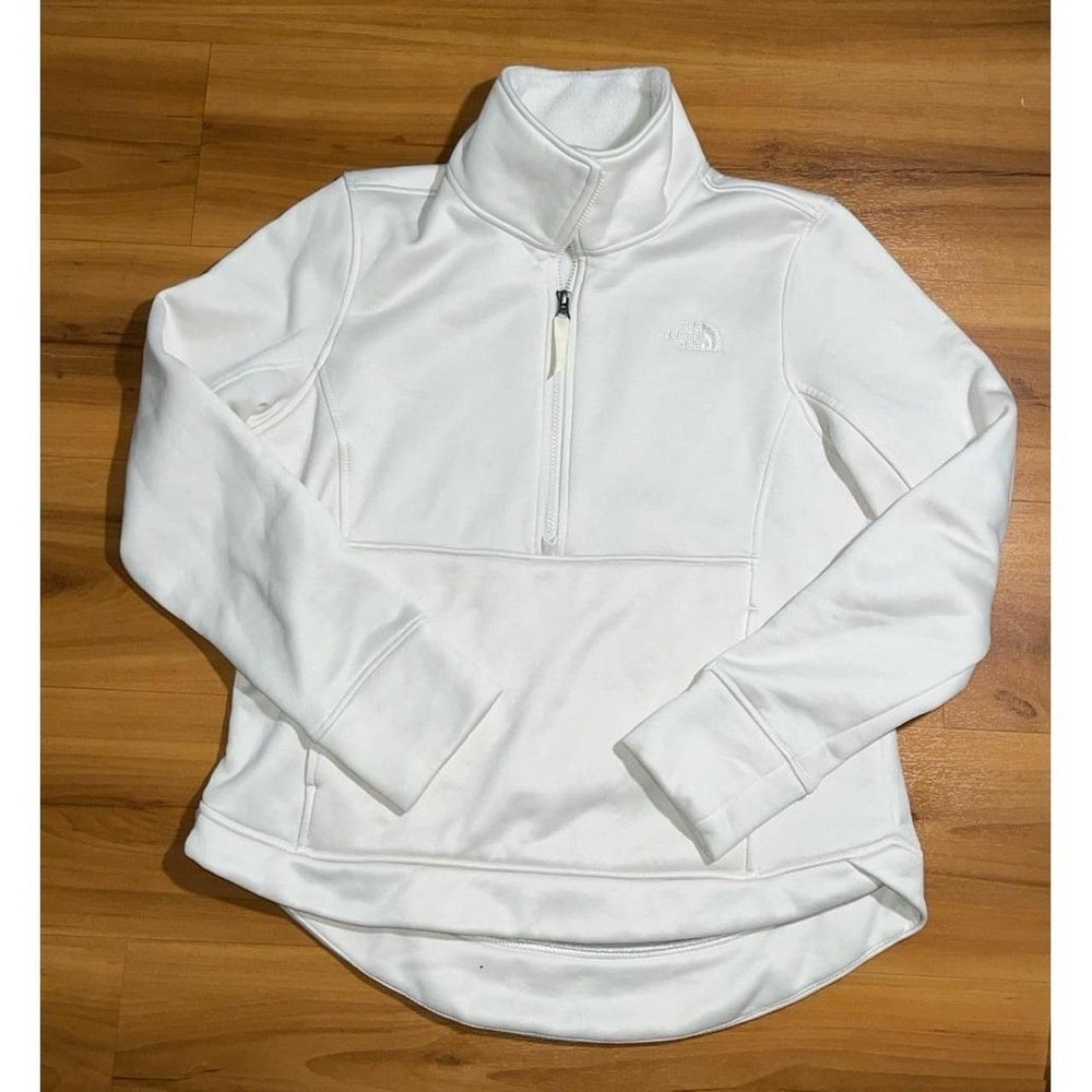 Womens The North Face Half Zip Pocket Fleece Cream Sweatshirt Pullover Jacket